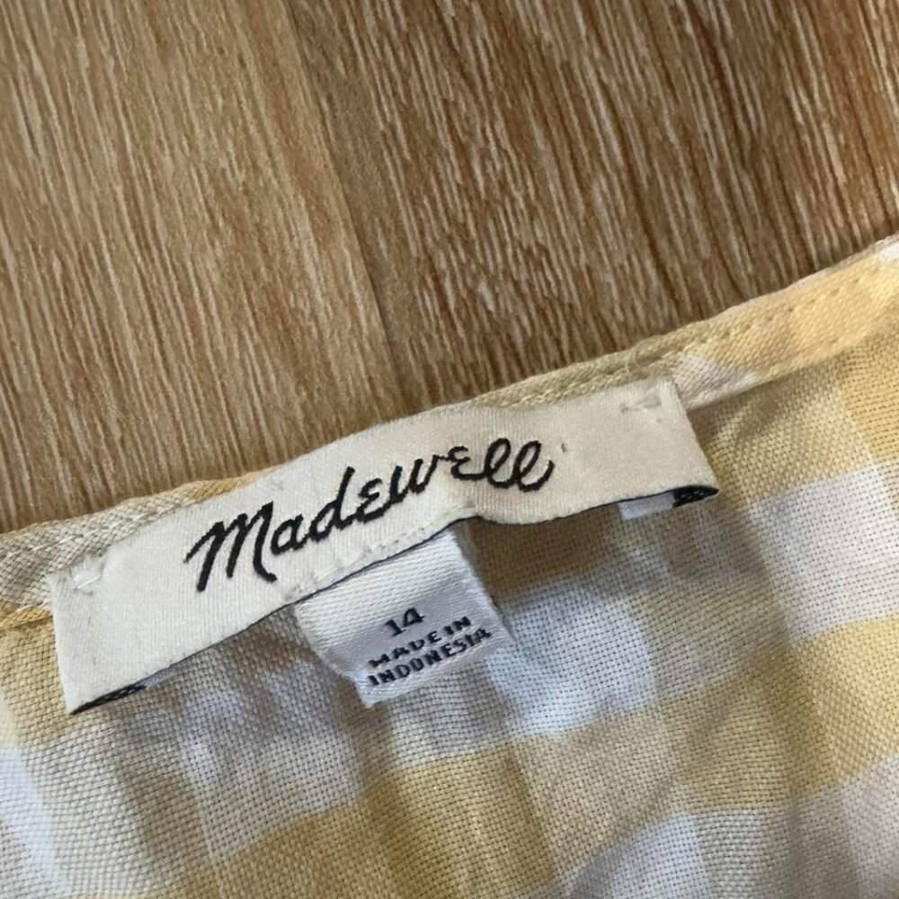 Madewell Yellow White Ruffle Button-Front Tank Size 14 - Picture 4 of 7